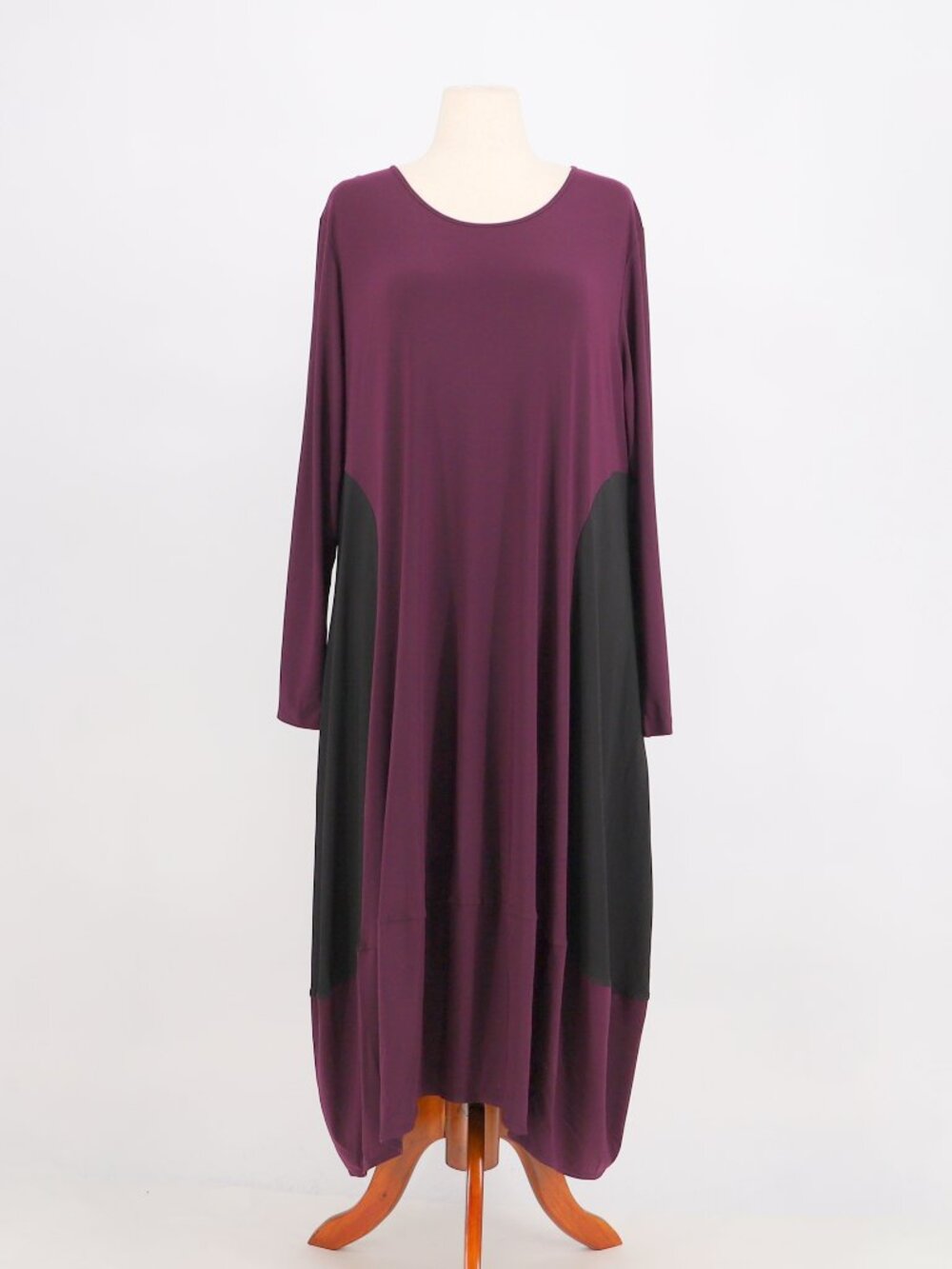 COMFY USA Soft Stretch Lagenlook Asymmetric Midi Dress Purple & Black Size 3X